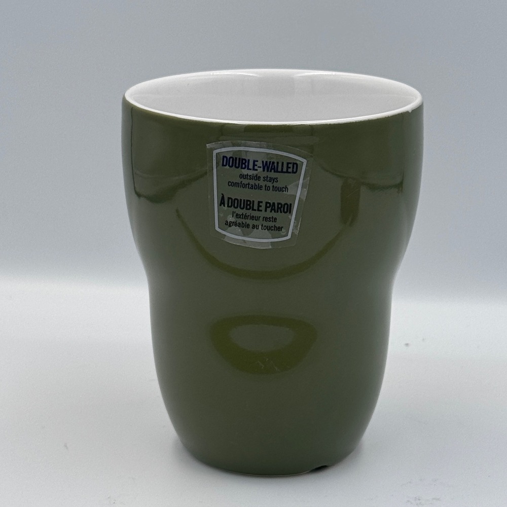 Starbucks Coffee by aida Olive Green Double‎ Walled Ceramic Tumbler Mug 8oz 2008